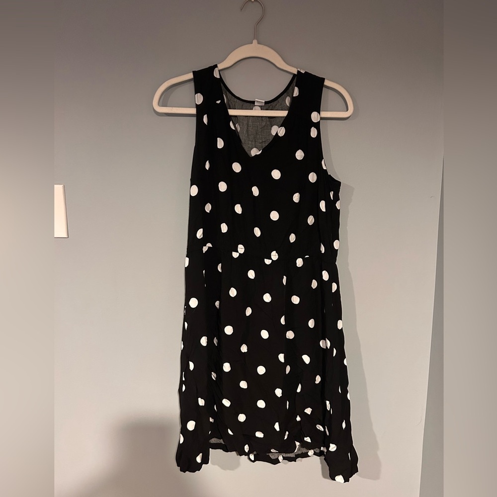 Old Navy Black and White Polka Dot Midi Dress